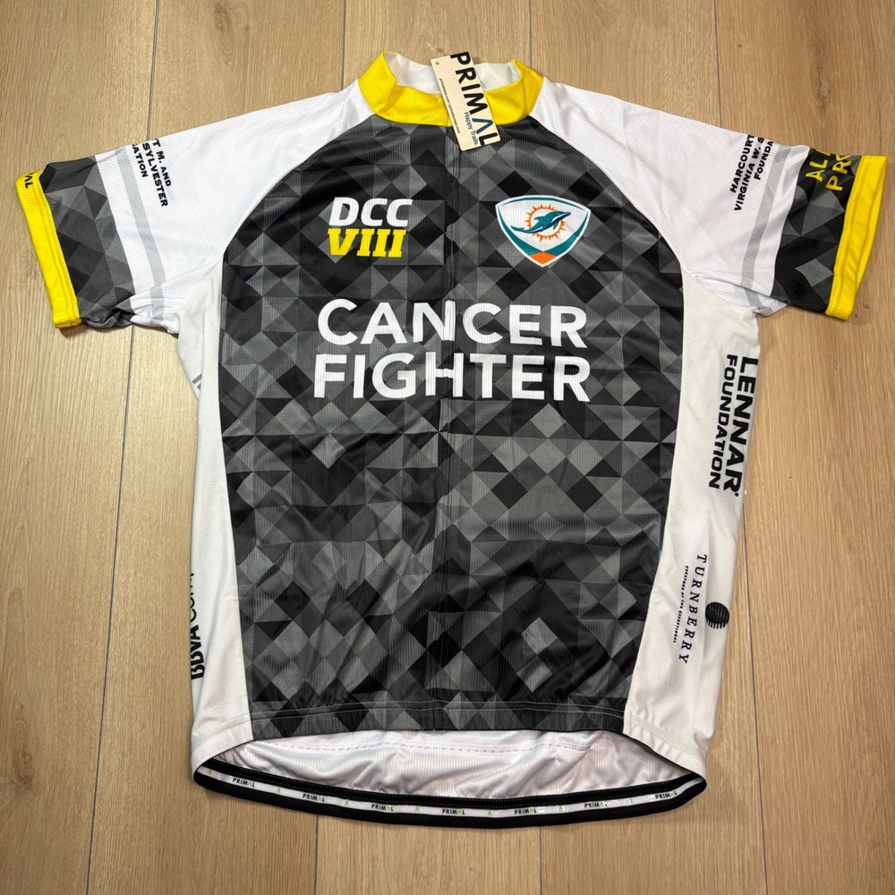 Primal Dolphins Cancer Challenge 2018 Heavy Hitter Cycling Jersey Men Large NWT